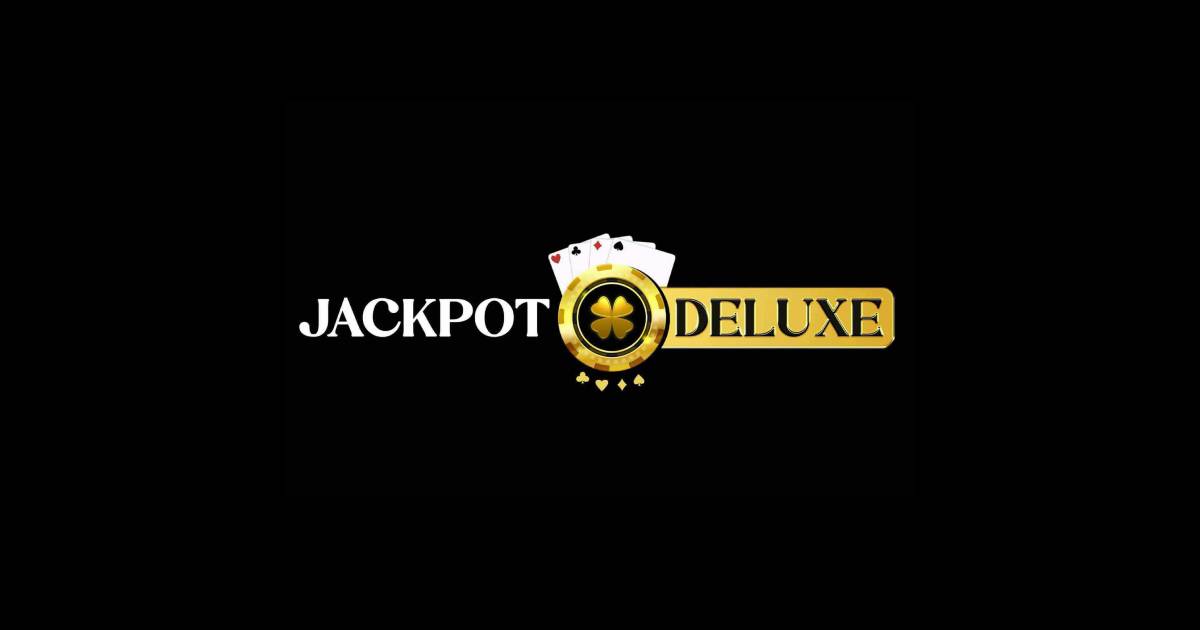 Promotional banner showing Jackpot Deluxe welcome reward and featured games